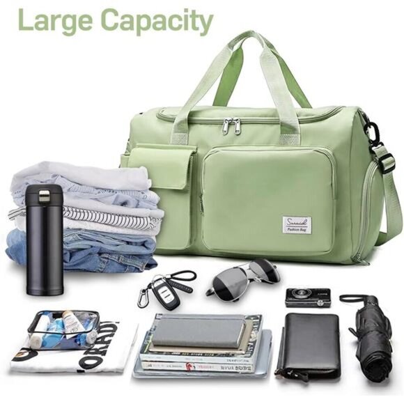 Sports Gym Bag with Shoes Compartment - Green - Picture 5 of 12